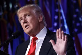 Tổng thống đắc cử Mỹ Donald Trump phát biểu tại New York ngày 9/11 vừa qua. (Ảnh: AP/TTXVN)
