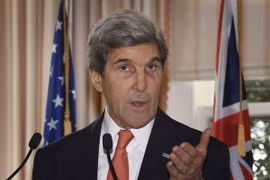  Ngoại trưởng Mỹ John Kerry trong cuộc họp báo ở Wellington, New Zealand ngày 13/11. (Ảnh: AP/TTXVN)