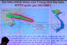 Sơ đồ đường đi của Siêu bão Mangkhut (bão số 6). (Ảnh: Vũ Sinh/TTXVN)
