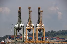 Cảng hàng hóa Tanjong Pagar ở Singapore ngày 9/5. (Nguồn: AFP/TTXVN)