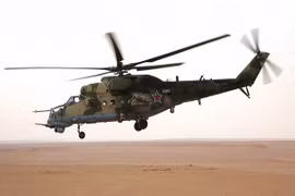 Trực thăng quân sự Nga làm nhiệm vụ tại Deir Ezzor, Syria ngày 15/9. (Nguồn: AFP/TTXVN)