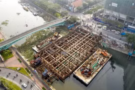 Một công trường thi công dự án chống ngập ở Thành phố Hồ Chí Minh. (Ảnh: Trần Xuân Tình/TTXVN)