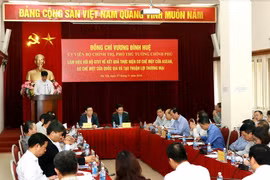 Quang cảnh buổi làm việc. (Ảnh: Hoàng Hùng/TTXVN)