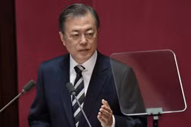 Uriminzokkiri đăng bài chỉ trích sau khi Tổng thống Hàn Quốc Moon Jae-in bày tỏ biết ơn sự ủng hộ của cộng đồng quốc tế. (Nguồn: AFP)