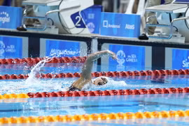 “Cô gái vàng” Nguyễn Thị Ánh Viên trên đường đua tại SEA Games 28. (Ảnh: Quốc Khánh/TTXVN)