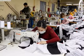 May hàng xuất khẩu tại Công ty Cổ phần May Xuất khẩu Gia Tộc, huyện Lý Nhân, tỉnh Hà Nam. (Ảnh: Trần Việt/TTXVN) 