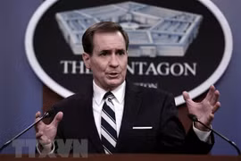 Người phát ngôn Lầu Năm Góc John Kirby phát biểu trong một cuộc họp báo ở Washington, DC. (Ảnh: AFP/TTXVN) 