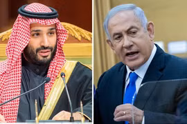 Thái tử Ả Rập Saudi Mohammed bin Salman (trái) và Thủ tướng Israel Benjamin Netanyahu. (Nguồn: AP) 