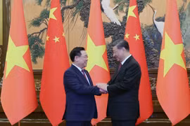 Chủ tịch Quốc hội Vương Đình Huệ hội kiến Tổng Bí thư, Chủ tịch Trung Quốc Tập Cận Bình. (Ảnh: Nhan Sáng/TTXVN)