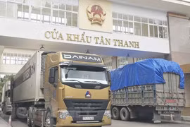 Xuất nhập khẩu hàng hóa tại cửa khẩu Tân Thanh, Lạng Sơn. (Ảnh: Vietnam+) 