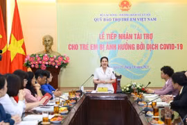 Thứ trưởng Bộ Lao động - Thương binh và Xã hội Nguyễn Thị Hà phát biểu. (Ảnh: Hoàng Hiếu /TTXVN)