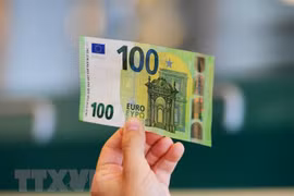 Đồng tiền mệnh giá 100 euro. (Ảnh: AFP/TTXVN)