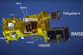 Phương tiện phóng Epsilon-5 rời bệ phóng tại Trung tâm Vũ trụ Uchinoura ở tỉnh Kagoshima, Nhật Bản. (Ảnh: Đào Thanh Tùng) 