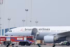 Máy bay của hãng Brussels Airlines tại sân bay Zaventem, Brussels, Bỉ ngày 22/3. (Nguồn: AFP/TTXVN)