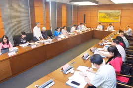 Đại biểu Quốc hội các tỉnh Đồng Nai, Bình Phước, Hưng Yên, Quảng Ninh thảo luận ở tổ. (Ảnh: Lâm Khánh/TTXVN) 