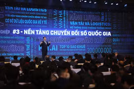 Chủ tịch Hội đồng quản trị FPT Trương Gia Bình đã chia sẻ ba câu chuyện khát vọng trong quá khứ, hiện tại và tương lai. (Ảnh: Minh Sơn/Vietnam+)