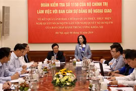 Ủy viên Bộ Chính trị, Bí thư Trung ương Đảng, Trưởng Ban Dân vận Trung ương Trương Thị Mai phát biểu tại buổi làm việc. (Ảnh: Lâm Khánh/TTXVN)