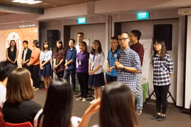 Nhóm Y.Change và vở kịch "Nếu là tôi". (Ảnh: Minh Đức/Vietnam+)