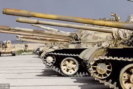 Một góc khác về kho vũ khí phiến quân giao nộp cho quân chính phủ Syria. (Nguồn: SANA)