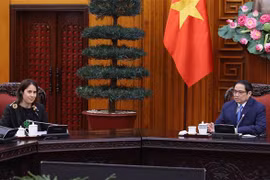 Thủ tướng Phạm Minh Chính tiếp Đại sứ New Zealand tại Việt Nam Tredene Cherie Dobson. (Ảnh: Dương Giang/TTXVN)