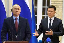 Tổng thống Nga Vladimir Putin (trái) và Tổng thống Ukraine Volodymyr Zelensky. (Ảnh: AFP/TTXVN)