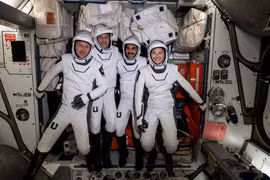 Bốn phi hành gia trên modul Harmony của Trạm Vũ trụ Quốc tế ngày 21 tháng 4 năm 2022. (Nguồn: NASA/Reuters)