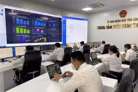 Trung tâm điều hành thông minh và Kho cơ sở dữ liệu dùng chung tỉnh Long An. (Ảnh: Đức Hạnh/TTXVN)