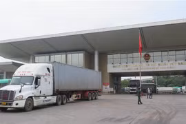 Xe hàng xuất khẩu của Việt Nam sang Trung Quốc qua cửa khẩu Lào Cai. (Ảnh: Hồng Ninh/TTXVN)