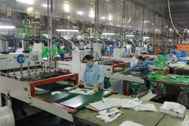 Công ty Cổ phần HAPLAST tại tỉnh Hưng Yên duy trì hoạt động sản xuất thích ứng với dịch COVID-19. (Ảnh: Vũ Sinh/TTXVN)