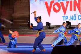 Các võ sinh bộ môn Vovinam tham gia đối luyện tại Liên hoan võ thuật Thành phố Hồ Chí Minh lần thứ nhất - năm 2022. (Ảnh: Thanh Vũ/TTXVN)