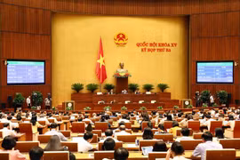 Quốc hội thông qua Nghị quyết về Chương trình xây dựng luật, pháp lệnh năm 2023, điều chỉnh Chương trình xây dựng luật, pháp lệnh năm 2022. (Ảnh: Phạm Kiên/TTXVN)