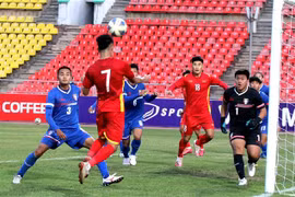 U23 Việt Nam khởi đầu Vòng loại U23 châu Á 2022 với chiến thắng 1-0 trước U23 Đài Bắc Trung Hoa ngày 27/10/2021. (Ảnh: TTXVN)