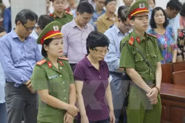 Bị cáo Châu Thị Thu Nga trước vành móng ngựa. (Ảnh: Doãn Tấn/TTXVN) 