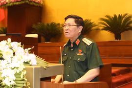 Bộ trưởng Bộ Quốc phòng Ngô Xuân Lịch giải trình ý kiến của đại biểu Quốc hội. (Ảnh: Doãn Tấn/TTXVN)