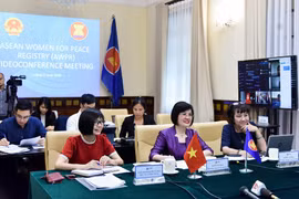 Cuộc họp trực tuyến Nhóm Phụ nữ ASEAN vì Hòa bình. (Ảnh: TTXVN phát)