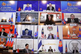 Quang cảnh Phiên họp đặc biệt của các nhà Lãnh đạo ASEAN tại Hội nghị Cấp cao ASEAN 36 về tăng quyền năng phụ nữ trong thời đại số. (Ảnh: TTXVN)