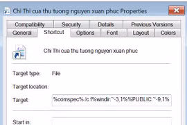 Thuộc tính tập tin mã độc bị lực lượng Công an phát hiện. (Ảnh chụp màn hình)