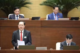 Bộ trưởng Bộ Khoa học và Công nghệ Huỳnh Thành Đạt trả lời chất vấn. (Ảnh: Minh Đức/TTXVN)