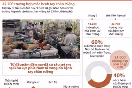 [Infographics] 42.700 trường hợp mắc bệnh tay chân miệng