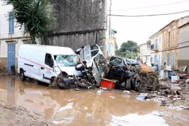 Khu vực bị tàn phá do lũ lụt tại Sant Llorenc des Cardassar thuộc quần đảo Balearic của Tây Ban Nha ngày 10/10/2018. (Ảnh: AFP/TTXVN) 