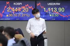 Bảng chỉ số chứng khoán tại Seoul, Hàn Quốc. (Ảnh minh họa. Yonhap/TTXVN)