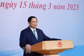 Thủ tướng Chính phủ Phạm Minh Chính chủ trì hội nghị. (Ảnh: Dương Giang/TTXVN)