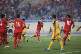 Đội tuyển U23 Việt Nam giành chiến thắng với tỷ số 6-0 trước U23 Brunei, đứng đầu bảng K sau lượt trận thứ nhất vòng loại Giải vô địch U23 châu Á 2020.