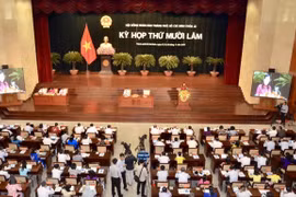 Toàn cảnh kỳ họp Hội đồng Nhân dân Thành phố Hồ Chí Minh khóa IX. (Ảnh: Thành Chung/TTXVN)