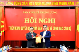 Ông Nguyễn Văn Bình, Ủy viên Bộ Chính trị, Bí thư Trung ương Đảng, Trưởng ban Kinh tế Trung ương trao Quyết định bổ nhiệm cán bộ cho ông Nguyễn Hồng Sơn. (Ảnh: Phương Hoa/TTXVN)
