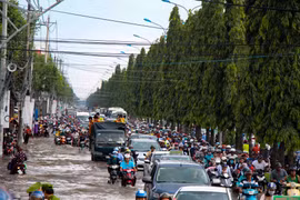 Nội đô Cần Thơ biến thành sông. (Ảnh: Thanh Liêm/TTXVN)