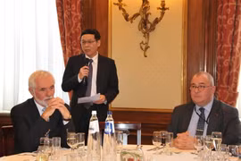 Đại sứ Việt Nam tại Vương quốc Bỉ, Đại công quốc Luxembourg và Trưởng Phái đoàn Việt Nam tại EU Vũ Anh Quang phát biểu. (Ảnh: Kim Chung/TTXVN)
