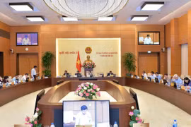 Toàn cảnh Phiên họp thứ 33 của Ủy ban Thường vụ Quốc hội khóa XIV. (Ảnh: Văn Điệp/TTXVN)