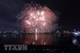 Một màn trình diễn trong Lễ hội Pháo hoa quốc tế Đà Nẵng năm 2018. (Nguồn: TTXVN)