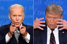 Tổng thống Mỹ Donald Trump (phải) và cựu Phó Tổng thống Mỹ Joe Biden (trái). (Ảnh: AFP/TTXVN)